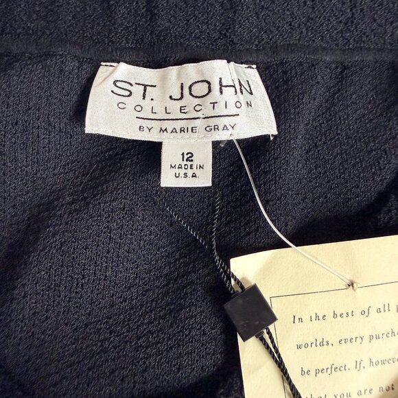 St. John Collection Skirt Womens 12 Black Wool Rayon Santana Knit Fringe Hem - Picture 4 of 7